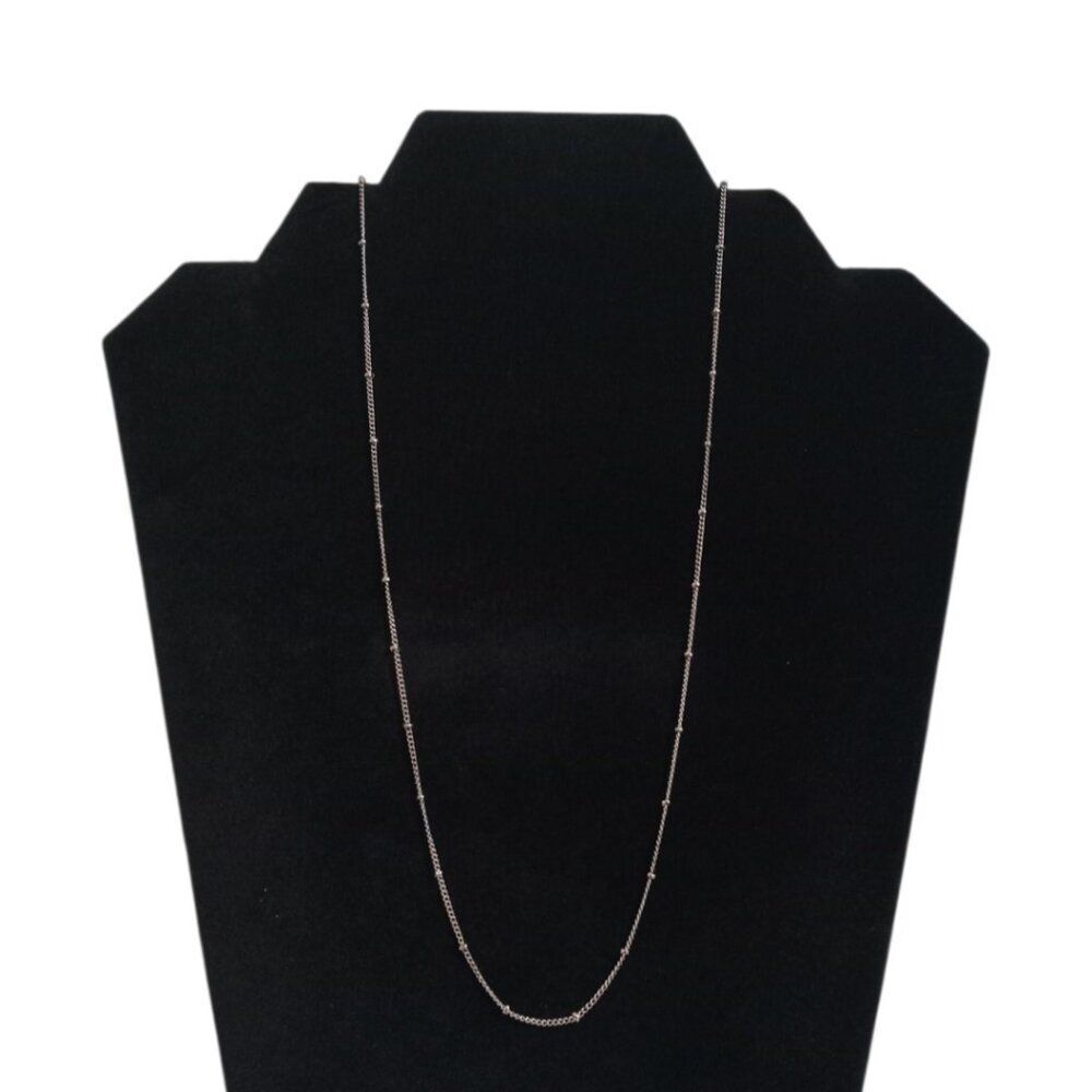 Silver Toned Lightweight Metal Beaded Dainty Curb Link Chain Fashion Necklace